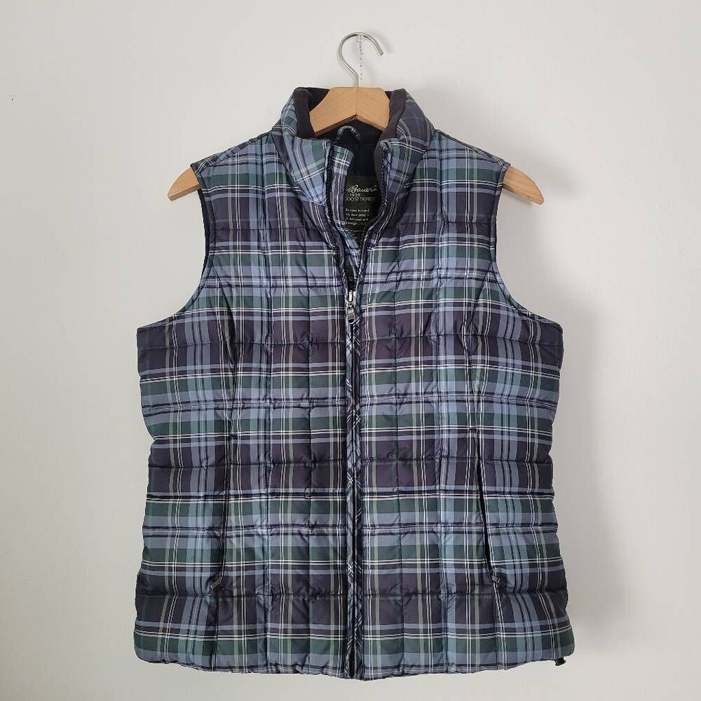 Eddie Bauer Premium Goose Down Plaid Puffer Vest Women’s Small Lightweight Insul